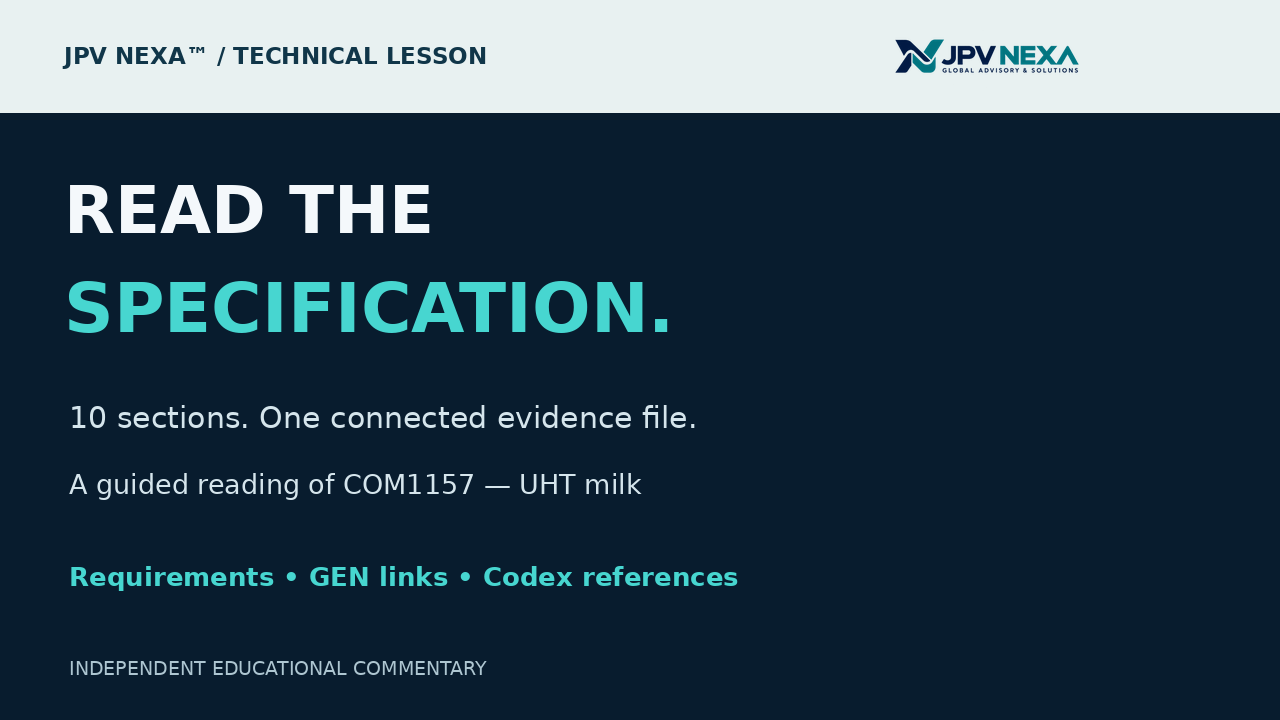 Lesson diagram: how to read a UN food specification